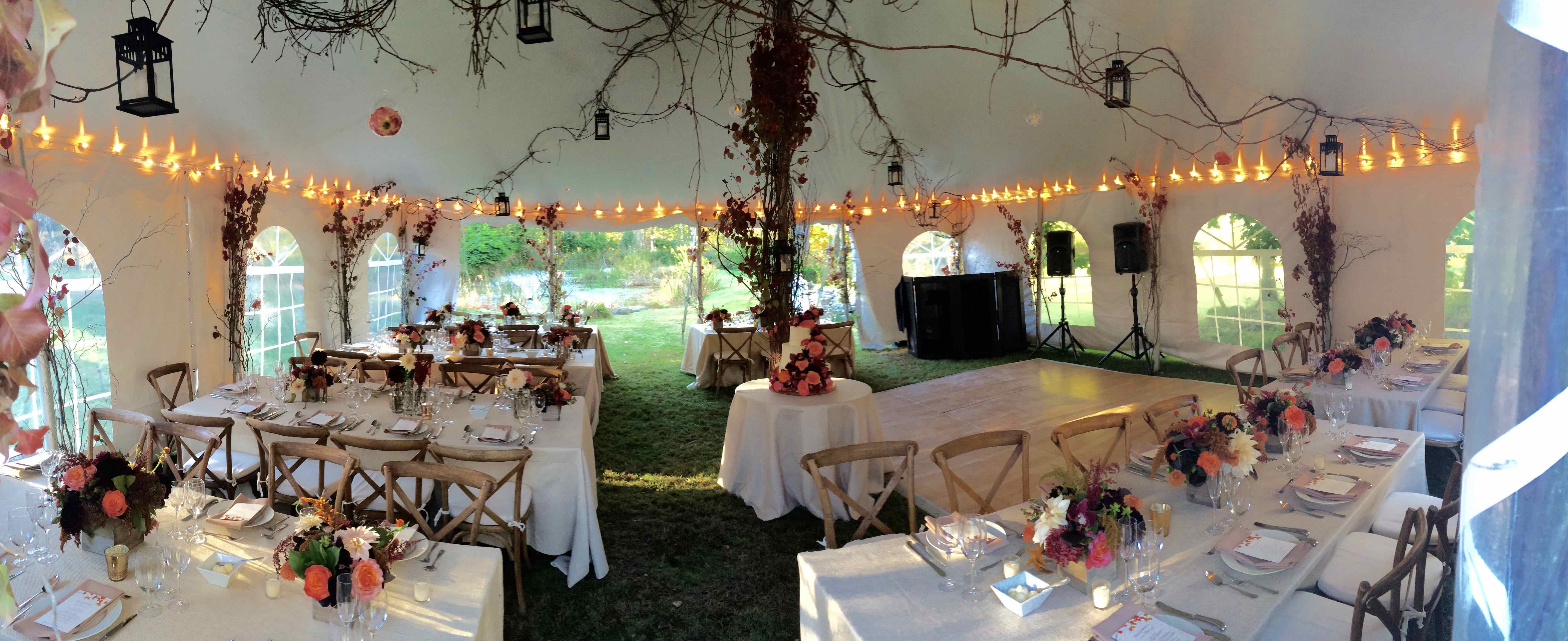 Fall Wedding Tent. Bring Outside into the tent